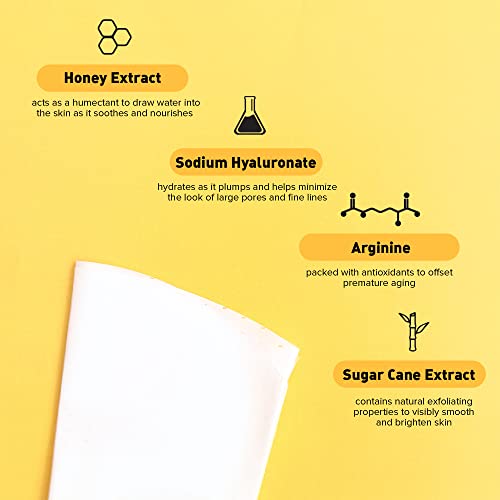 Avatara Bee My Honey Face Mask Sheet, Facial Skincare And Beauty Products With Hydrating Honey For Moisturizing Skin, Minimize Pores, Wrinkles And Brighten Skin, For All Skin Types (5-Piece Set) #TOP2