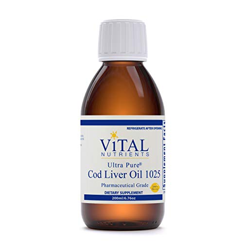 Vital Nutrients - Ultra Pure Cod Liver Oil 1025 (Pharmaceutical Grade) - 100% Pure Norwegian Cod Liver Oil - 200 ml per Bottle