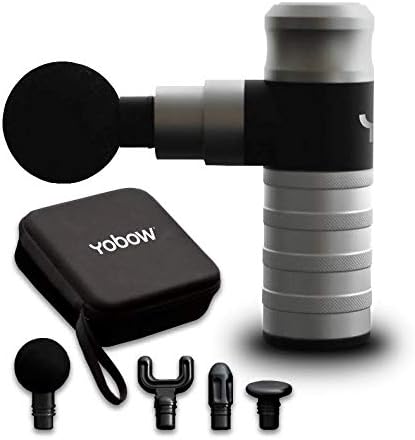 The Yobow Therapeutic Mini Massage Pistol with Portable Carrying Case, 4 Massage Speeds, 6 Colors | Fast USB Type C Charging | Massage Tool for Pain Relief | Stylish and Powerful Massage Gun-Silver