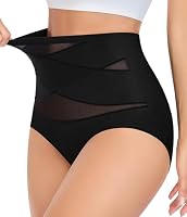 UMIPUBO Underwear Knickers Women High Waisted Panties Womens Ladies Full Coverage Slight Tummy Control Pants Mesh Full Briefs Soft Basic Stretch Underpants (Black, L)