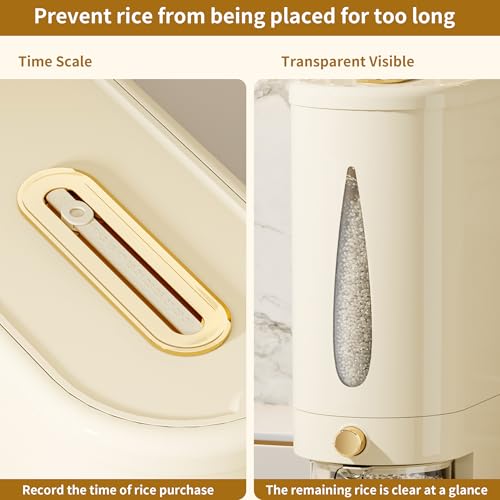 ZuoCheng 22Lbs Rice Storage Container, Airtight Cereal Dispenser with Measuring Cup, Large Capacity Kitchen Grain Food Storage Bin Household Rice Organizer for Home Use — view 5