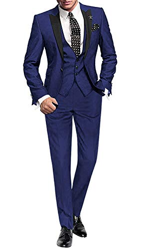 Costume 3 pièces homme coupe ajustée infroissable veste gilet pantalon