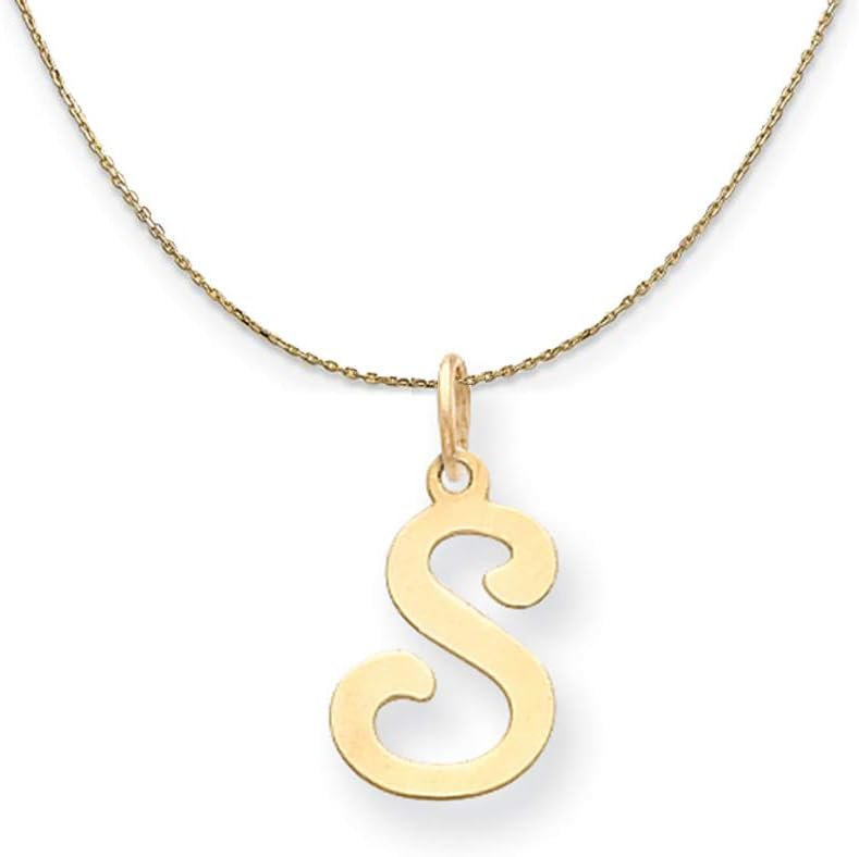 The Black Bow 14k Yellow Gold, Sophia, Sm Script Initial S Necklace
