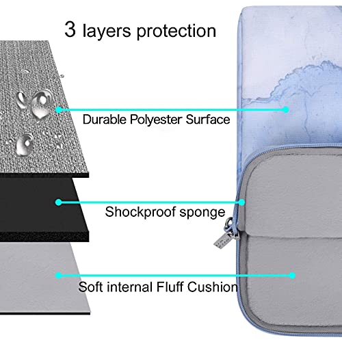 Mosiso Laptop Shoulder Bag Compatible With Macbook Air 15 Inch M2 A2941 2023/Pro 16 Inch 2023-2019/Pro Retina 15 A1398,15-15.6 Inch Notebook, Watercolor Marble Sleeve With Trolley Belt, Blue #TOP2