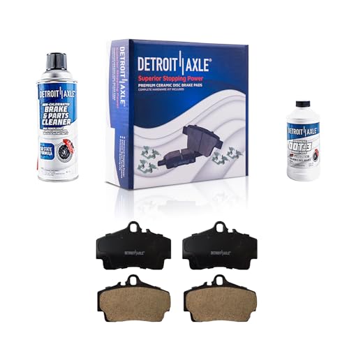 Image of Detroit Axle - Rear Brake Pads for 99-08 Porsche 911, 97-12 Boxster, 06-12 | Cayman, Ceramic Brake Pads 1997 1998 1999 2000 2001 2002 2003 2004 2005 2006 2007 2008 2009 2010 2011 2012 Replacement