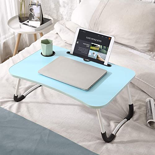 Laptop Deskfoldable Bed Tray Table Portable Multi-Function Lap Desk Standing Desk With Notebook Stand And Cup Slot,Perfect For Reading Book, Watching Movie On Bed/Couch (Blue) #TOP1