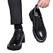 Men's Vintage Leather Lace Up Platform Oxfords Shoes Black Round Toe Soft Rubber Sole Non-Slip Waterproof Business Formal Derby Dress Shoes (Black,12)