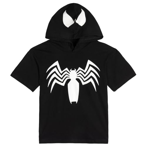Marvel Spider-Man Big Kids' Boy or Girl Hooded T-Shirt Venom Black 10-12