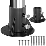 CHICAURA 2 Pack Chain Link Fence Post Base Flange for 2-3/8' OD Round Posts, Heavy Duty Round Floor Bracket for Fence, Mailbox, and Flag Pole, Includes Stainless Steel Hardware