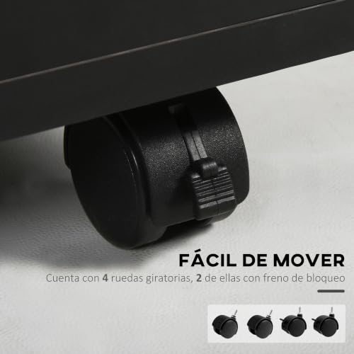 Miniatura 6 de Homcom Cajonera De Oficina Móvil Con Cajón Y Gabinete Mueble Archivador Con Ruedas Soporte De Impresora Para Estudio 40x35x60 Cm Negro