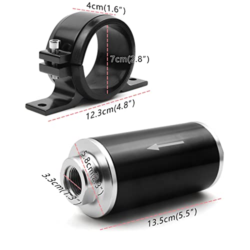Zhubang 30 Micron Fuel Filter Mount Aluminum Inline Bracket Universal 58Mm Black High Flow Turbo 6An 8An 10An Adapter #TOP3