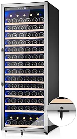 Wine Cooler Refrigerator, Velieta 179 Bottles Professional Wine Cellars with Powerful Compressor,Quiet Operation and Elegant Design for The Wine Enthusiast, silver, 23.5inches×27.2inchesx62.9inches