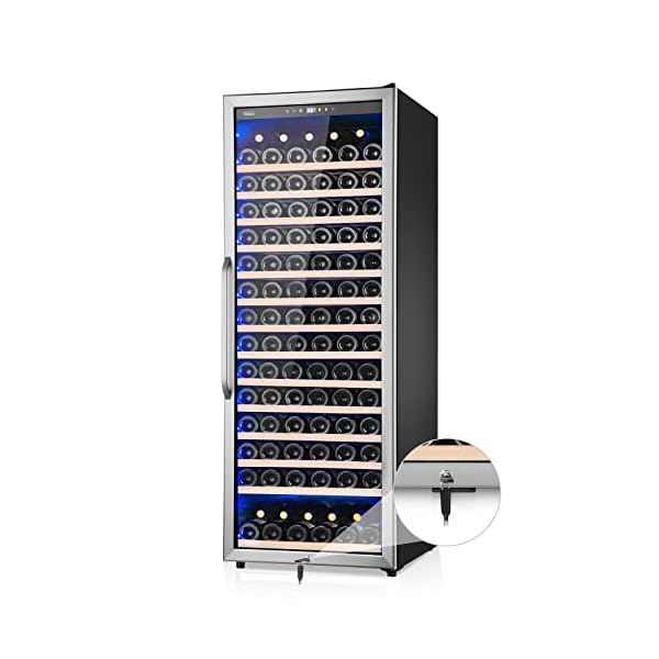 24 Inch Wine Cooler Refrigerator, 179 Bottles Professional Wine Cellars with Powerful Compressor,Quiet Operation and Elegant Design for The Wine Lovers