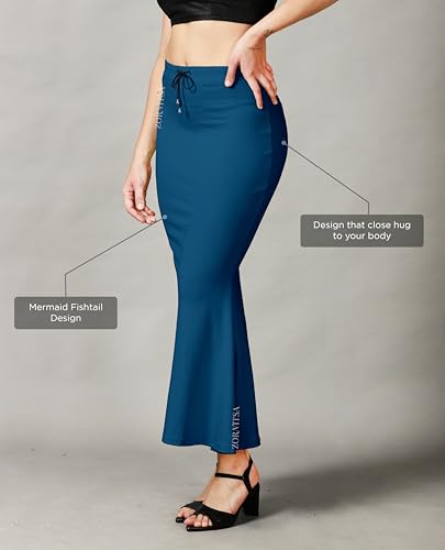 Image of ZORNITSA Cotton Lycra Saree Shapewear Petticoat for Women, Stretchable Saree Shaper Petticoat Inskirt, Shape wear Dress for Saree, Skirts