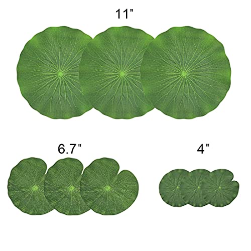 image for NAVAdeal Pack of 9 Artificial Floating Foam Lotus Leaves | Water Lily 