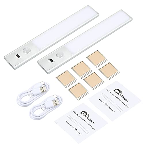 CalmGeek Lampe d'armoire à 31 LED avec capteur de mouvement PIR - Mode vague - Blanc chaud Cover