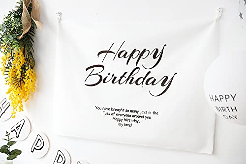 VIEAURA HAPPY BIRTHDAY 誕生日 飾り付け 背景 壁飾り 装飾 シンプル タペストリー インテリア [5]