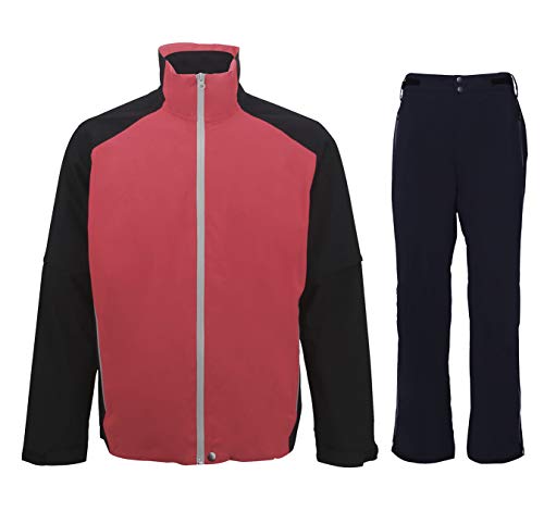 fit space Golf Rain Jacket for Men Waterproof Shell Pants Lightweight Windbreaker Rainwear Suit (Medium,Red)