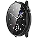 Compatible with Amazfit GTR 4 Mini Case, Scratch-Resistant PC Protective Case Cover with HD Tempered Glass Screen Protector for Amazfit GTR 4 Mini Smartwatch (Black)