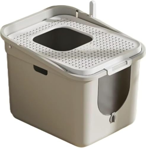 Sefoemut 猫トイレ 大型 ドームタイプ 猫用トイレ本体 ワイドサイズ 2WAY ふた付き 猫砂飛び散り防止 ドア付き コンパクト お手入れ簡単 清潔 広々サイズ 全密閉式カバー キャットトイレ 大きめ (グレー)