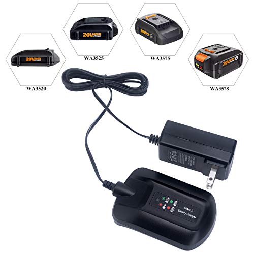 Qbmel 20Volt WA3742 Replacement Charger for Worx 18V&20V Lithium Battery WA3578 WA3580 WA3520 WA3525 Power Share WA3575 WA3512 WA3522 WA3544 WA3732 WA3875 WA3881 Cordless Tools Batteries - Thumbnail 6