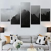 SIGNWIN 5 Panel Canvas Wall Art Foggy Scenery for Home Decorations Ready to Hang - 60
