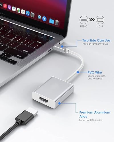 Image of USB HUB USB C to HDMI Adapter, Aluminum Portable USB C Adapter, Supports 1080P 60Hz & 4K 30Hz, for MaKBook Pro, MaKBook Air, Pixelbook, XPPS, GalaxXy, and More (USB C to HDMI Adapter HUB)