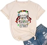 hcihgzr Merry Christmas Shirts for Women Funny Xmas You Serious Clark Graphic T-Shirt Casual Holiday Short Sleeve Tee Tops（XL,9 Apricot）