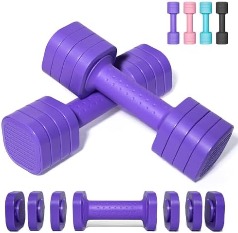 Verstellbare Hanteln Frauen Set, 2er-Set, je Hantel 2/3/4/5lbs (0,9-2,27kg) | 4-in-1 Handeln für Frauen und Männer, Kurzhanteln Verstellbar Gewichte, Adjustable Dumbbells Set, für
