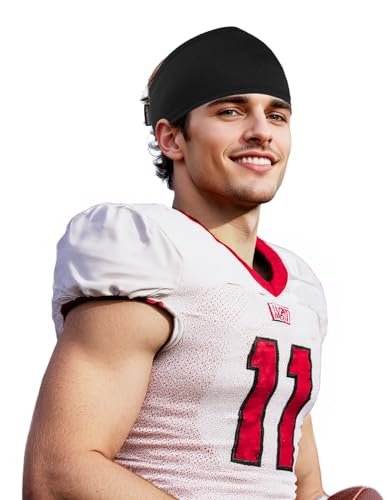 Cooling Skull Wrap Headband for Men and Women Wide Black Football Head Wrap Sweat Wicking Sports Sweatband - Keep Sweat Off Eyes