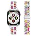 DEALELE Bands Compatible with iWatch 38mm 40mm 41mm, Bling Resin Rhinestone Diamond Metal Replacement Strap for Apple Watch Series 8/7 / 6/5 / 4/3 / SE Women Men (Silver-Rainbow)