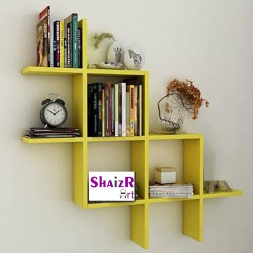 Image of Wooden Wall Shelves for Living Room, Kitchen, Hallway, Bedroom, and Bathroom; Wall Mounted Book Shelf; Wall Shelf for Photos and Decorations; Bend Shelve (Plus New ylo)