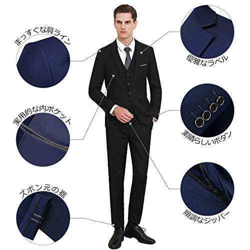 Image of MY'S Men's Suit Slim Fit One Button 3-Piece Suit Blazer Dress Business Party Jacket Vest & Pants