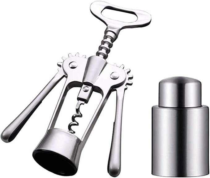 HBALDTEDC Sacacorchos de ala para Vino Tinto Cerveza, Sacacorchos de Sandalwood, abrebotellas y Cortador de Papel de Aluminio Todo en uno