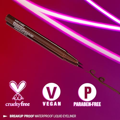 Image of wet n wild Mega Last Breakup Proof Liquid Eyeliner - Ultra-Fine Brush, Waterproof, 16-Hour Long-Lasting Wear - Cruelty-Free & Vegan - Brown