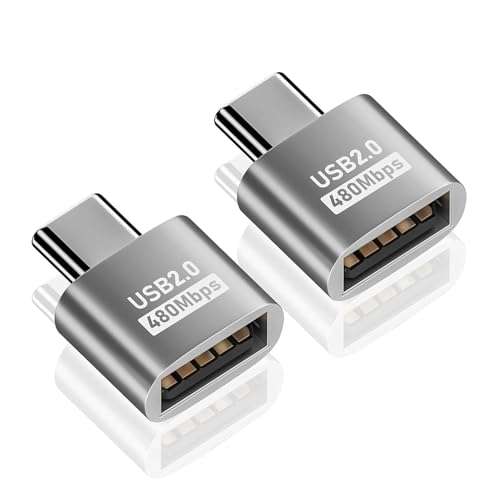Image of ETZIN USB2.0 to USB C Adapter, (Pack-2) USB Type C Male to USB 2.0 Type A Female Extension Connector Support 480Mbps Data Transfer, OTG Function and Charging for Phone, Laptop, USB Keyboard.