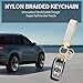 Fishent Stretchy Car Keychain, Nylon Braided Cool Key Chain for Women Men, Universal Key Fob Holder with 3 Keyrings, Anti-Lost D-Ring, Car Accessories, Starlight