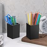 10Pack Black Acrylic Pen Holder, Desktop Pencil Organizer Makeup Brush Holder Acrylic Pencil Cup Stationery Pencil Holder for Desk Office Pen Organizer - Image 4