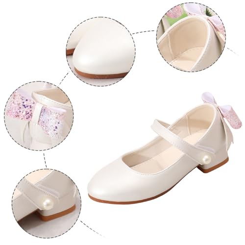 IWIHMIV Dress Up Shoes for Little Girls Fashion Toddler Low Chunky Heels Wedding Party School Flower Girl Leather Shoes4