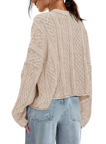 Yanekop Womens Chunky Cardigan Sweaters Open Front Cable Knit Cardigans Long Sleeve Button Fall Winter Outerwear Coats4