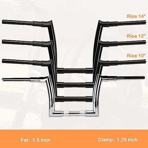 VG MOTO 10" Ape Hanger Handlebar for Harley Road Glide 1.25" Clamp 1.5" Fat by VG MOTO - Image 6