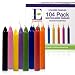Exquizite 104 Colored Spell Candles, 8 Colors - 13 Candles of each Color - Red, Green, Black Blue, Yellow, Orange, Pink, and Purple, Unscented 5"H X 3/5"D, No Smoke for Spell, Chime, Birthdays, Wiccan