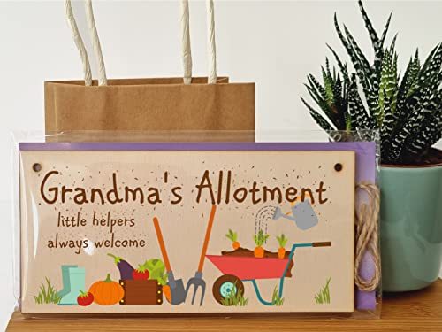 The Plum Penguin Handmade Wooden Hanging Wall Plaque Grandma's Allottment Little Helpers Welcome Gift Sign Gardeners from Grandkids - Image 3