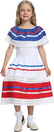 YZXDORWJ Mexican Girl's Fiesta Dress - Colorful Party Dress for Cinco de Mayo2