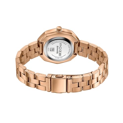 Image of Sonata Poze 9 with Quartz Analog Grey Dial IPRG Strap Watch for Women - SP80180WM01W