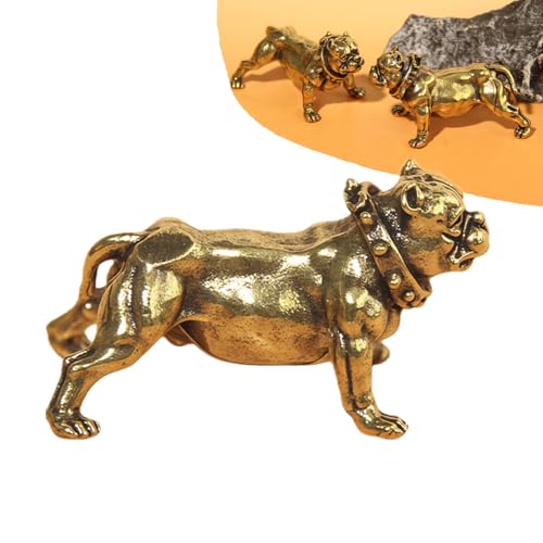 Estatua miniatura de Bulldog Francés en bronce macizo vintage