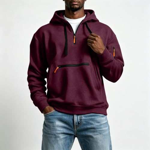 Big and Tall Hoodies for Men Quarter Zip Pullover Hooded Sweatshirt - image 2