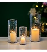 Glassea Bougeoir De NoëL En Verre : Lot De 3 Photophores Bougeoirs De