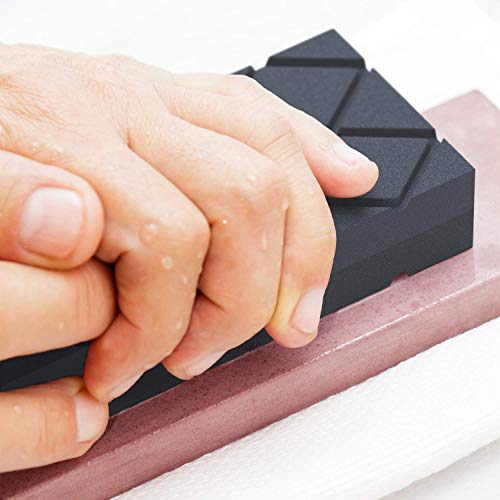 Sharp Pebble Large Flattening Stone- Dual Grit Coarse/Fine Sharpening Stones Flattener- Diamond Grooves Whetstone Fixer-Re Level Any Whetstones & Waterstones #TOP5