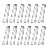 12 Pack Silver Sugar Cubes Tongs Ice Tongs Premium Stainless Steel Mini metal bucket Serving Tongs Appetizers Tongs Small Kitchen Tongs for Tea Party Coffee Bar Kitchen